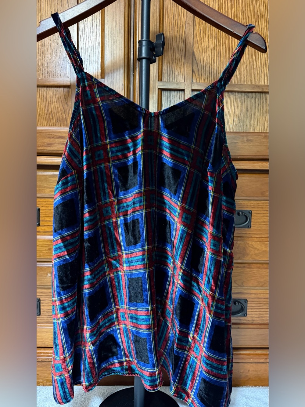 Torrid Sophie Velvet Swing Cami Plaid Holiday Tartan Tank Top Grunge Velour Goth